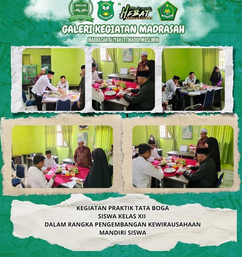 Kantor KUA Kota Gasib Dinobatkan Sebagai Tim Penilai Eksternal Praktek Tata Boga Santri Akhir Ponpes Ittihadul Muslimin.